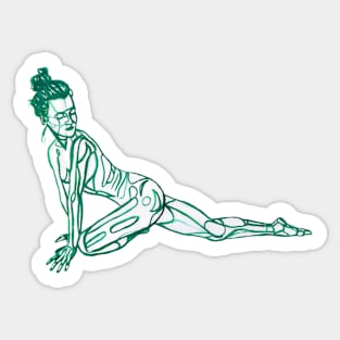 Pigeon Pose in Green Sticker